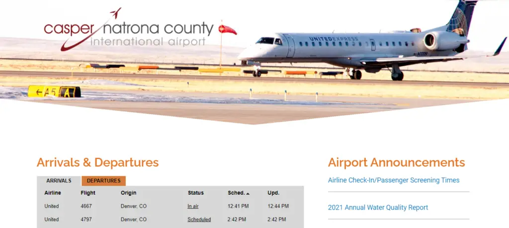 Biggest airport in Wyoming - Casper–Natrona County International Airport